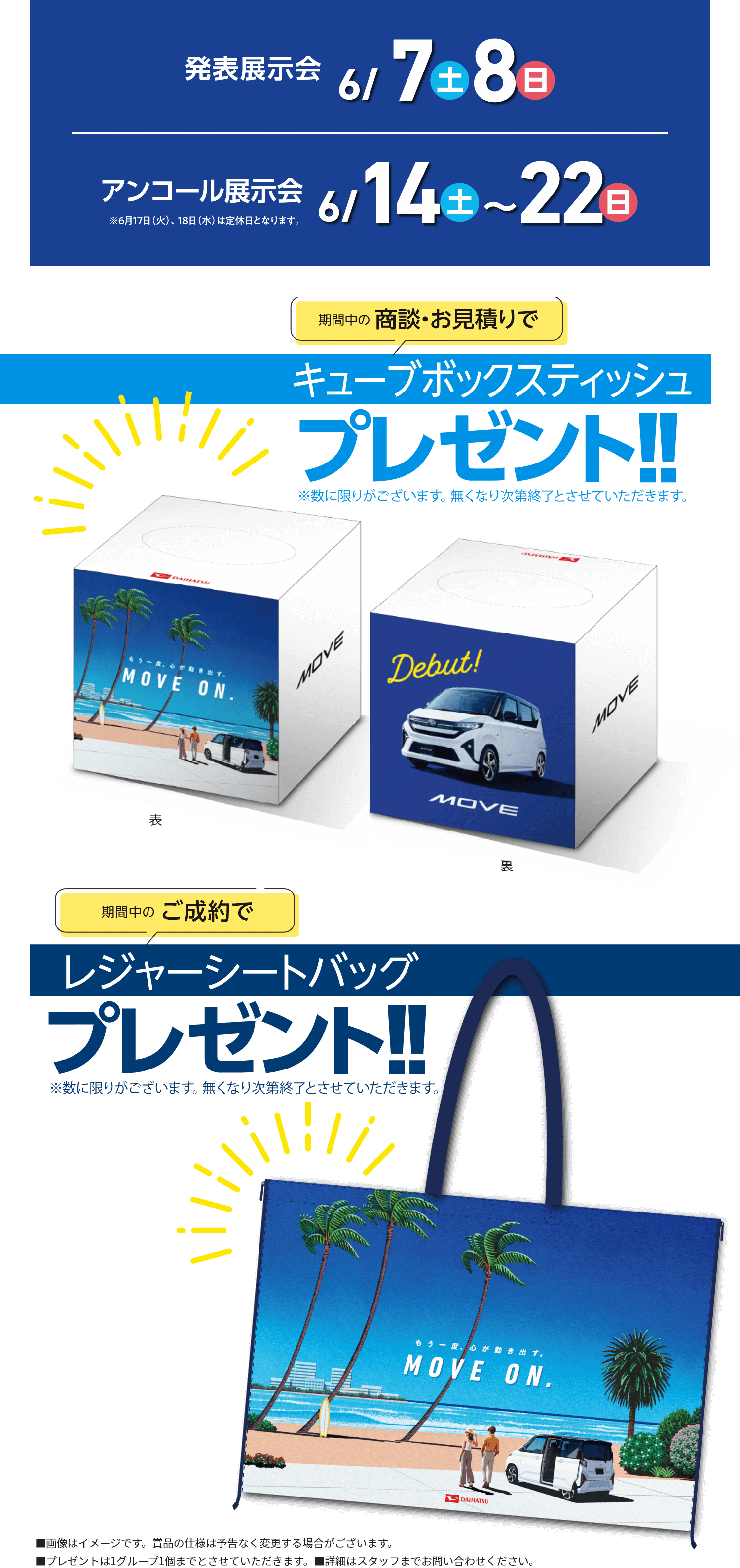 発表展示会6/7(土)6/8日 アンコール展示会6/14(土)~6/22日